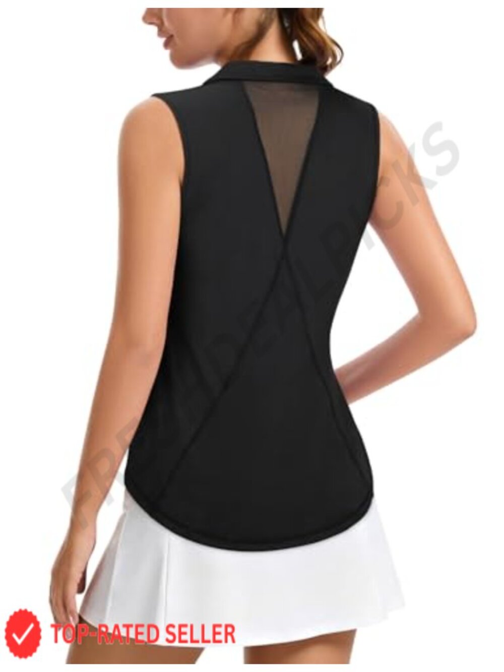 Sleeveless Golf Polo Shirt with Mesh Backless UPF 50+ Quick Dry Women's